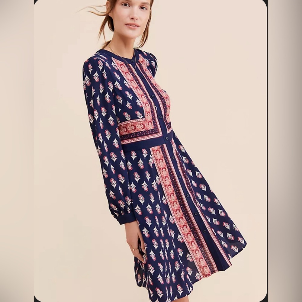 Gal Meets Glam Navy and Pink Long Sleeve Dress